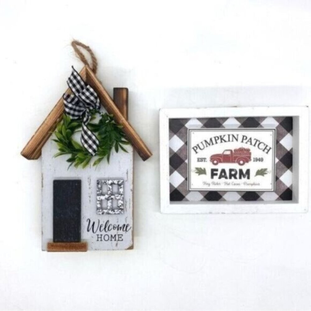 Welcome Home and Pumpkin Patch Red Truck Wood Wall Signs New